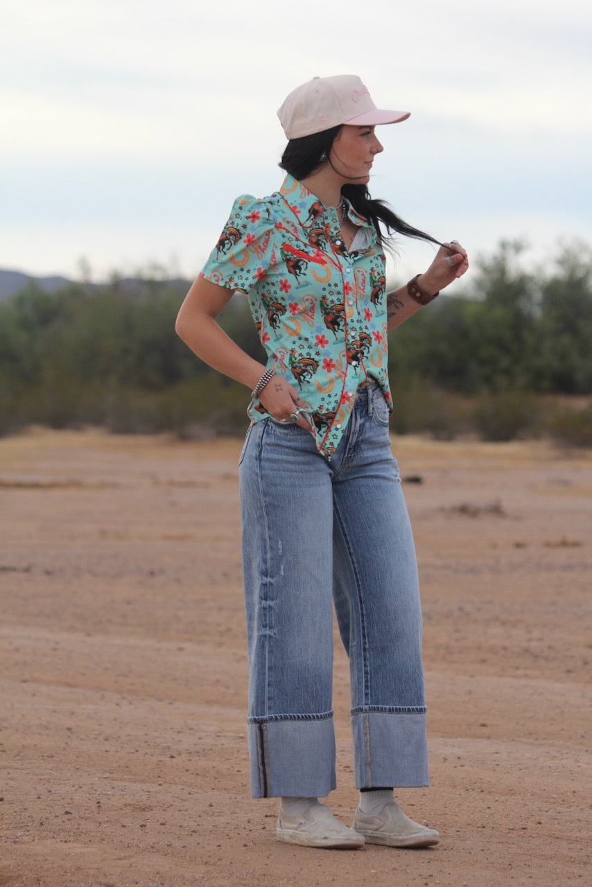 HOWDY HANNY Button Up - Youth Cowgirl Shirt