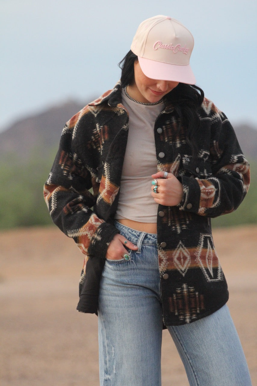 Aztec Black Shacket