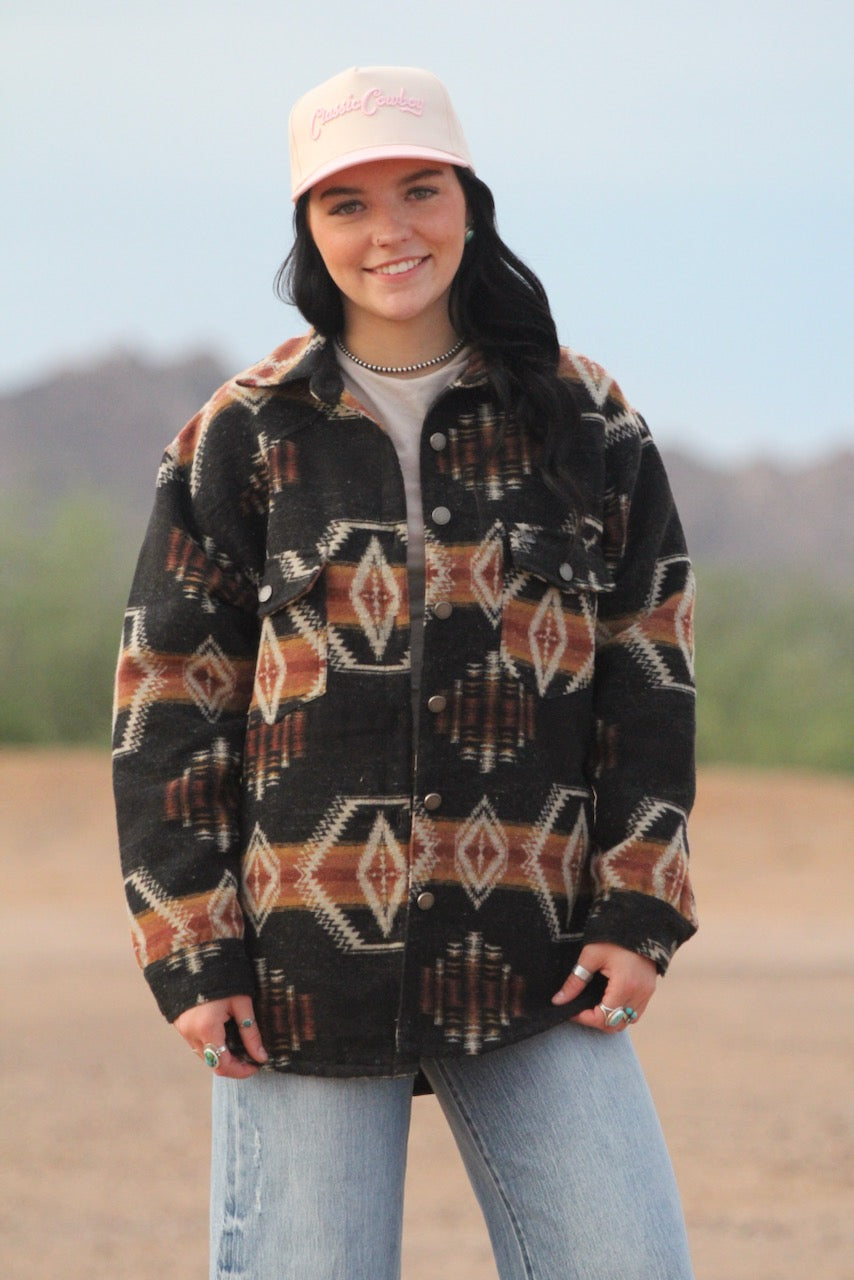 Aztec Black Shacket