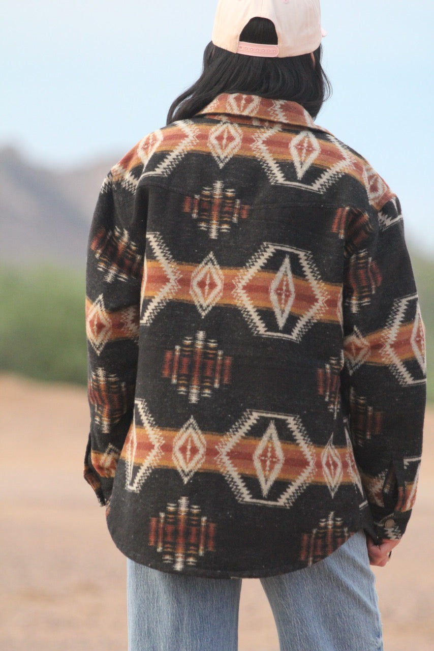 Aztec Black Shacket