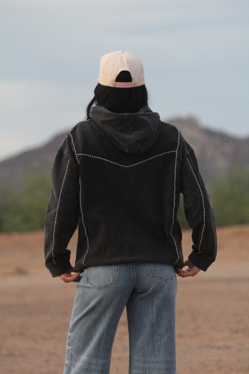 Black Boot Print Hoodie