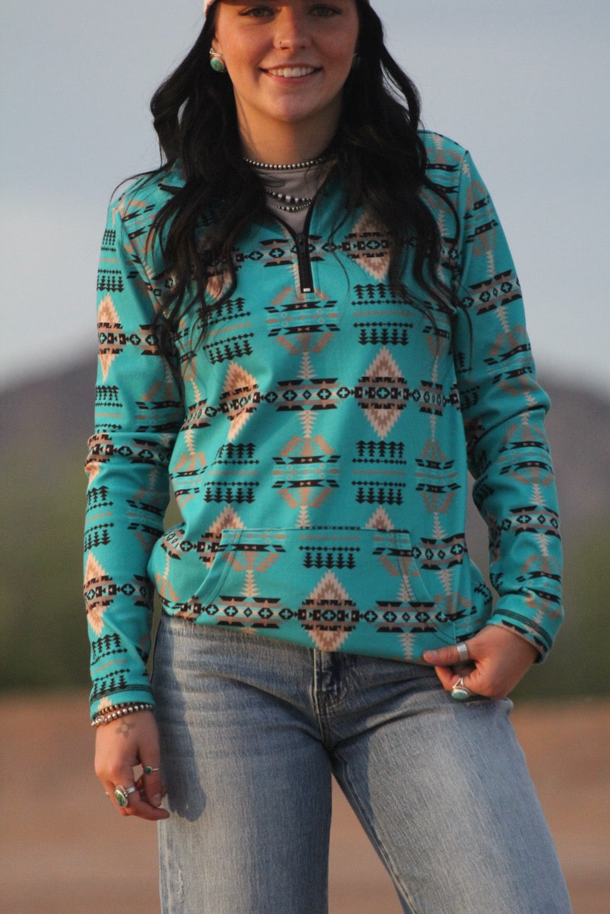 QZ-Aqua Blue Quarter Zip
