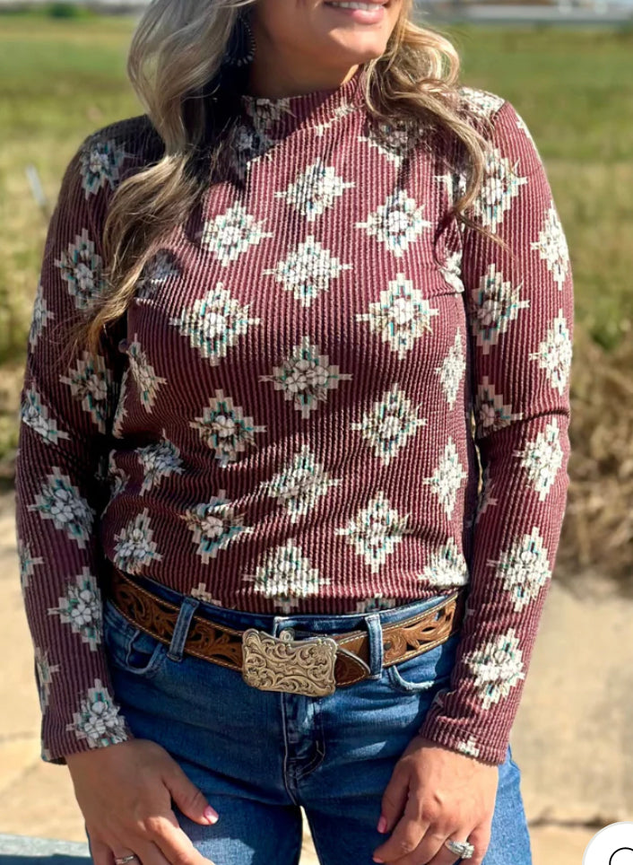 Tee LS-Cranberry Ribbed L/S